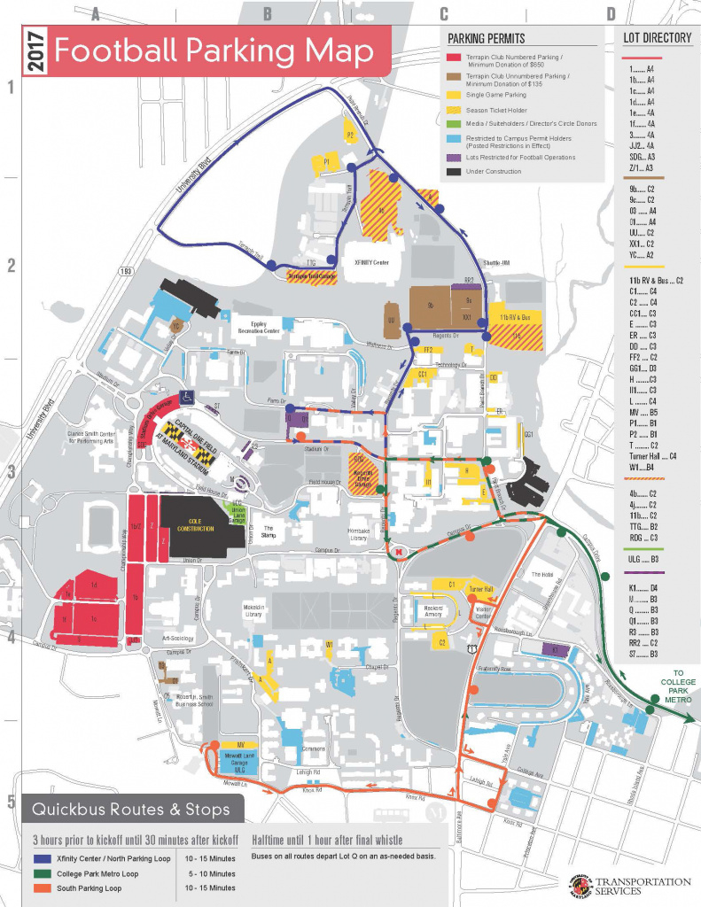 2017 Football Tailgating Guide - University Of Maryland Athletics with Penn State Football Parking Map