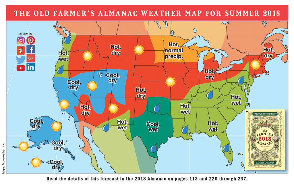 2018 Summer Weather Forecast | U.s. &amp;amp; Canada | The Old Farmer&amp;#039;s Almanac inside Weather Heat Map United States