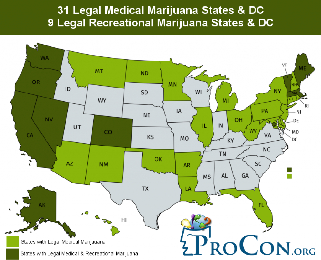 31 Legal Medical Marijuana States And Dc - Medical Marijuana throughout Legal States For Weed Map