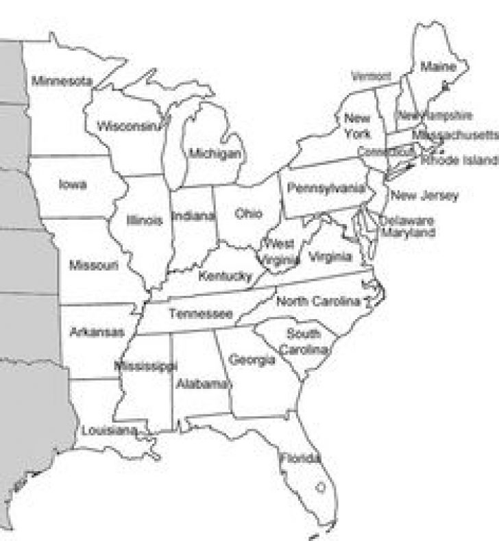 Blank Map Of East Coast States