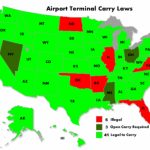44 States Do Not Ban Lawful Firearms Carry At Airport Baggage Claim Regarding Open Carry States Map 2017