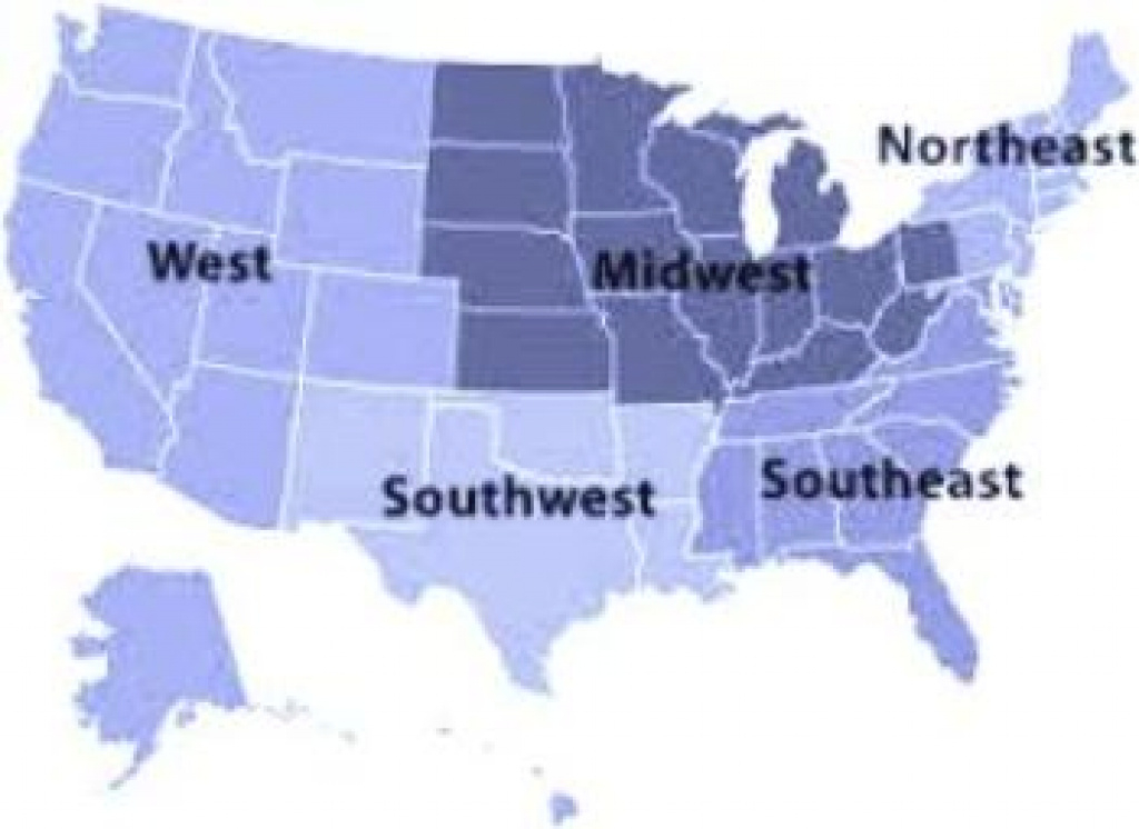 5 Regions Of The United States For Kids *** throughout United States Map Divided Into 5 Regions