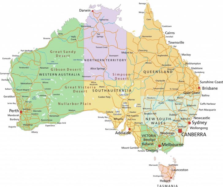 Map Of Australia With States And Major Cities