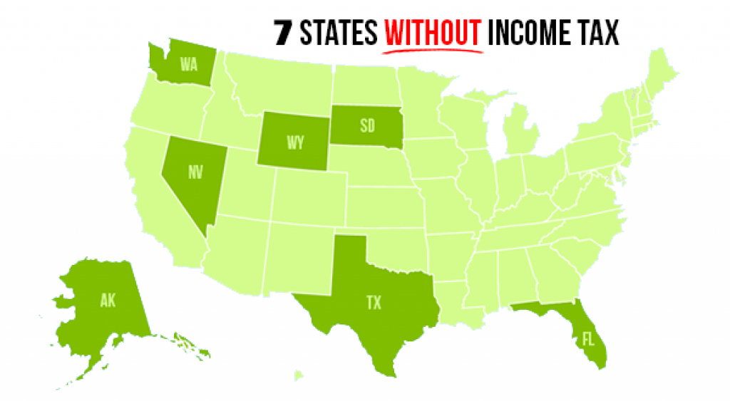 7 Us States With No Income Tax | The Digital Hippies with regard to States Without Income Tax Map
