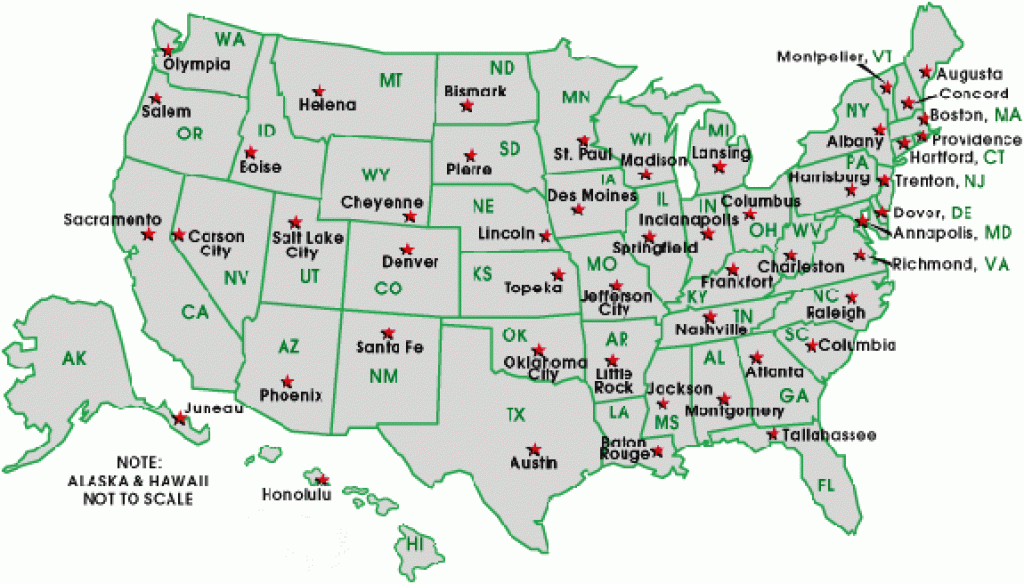 A Free United States Map in Us Map With States Labeled And Capitals
