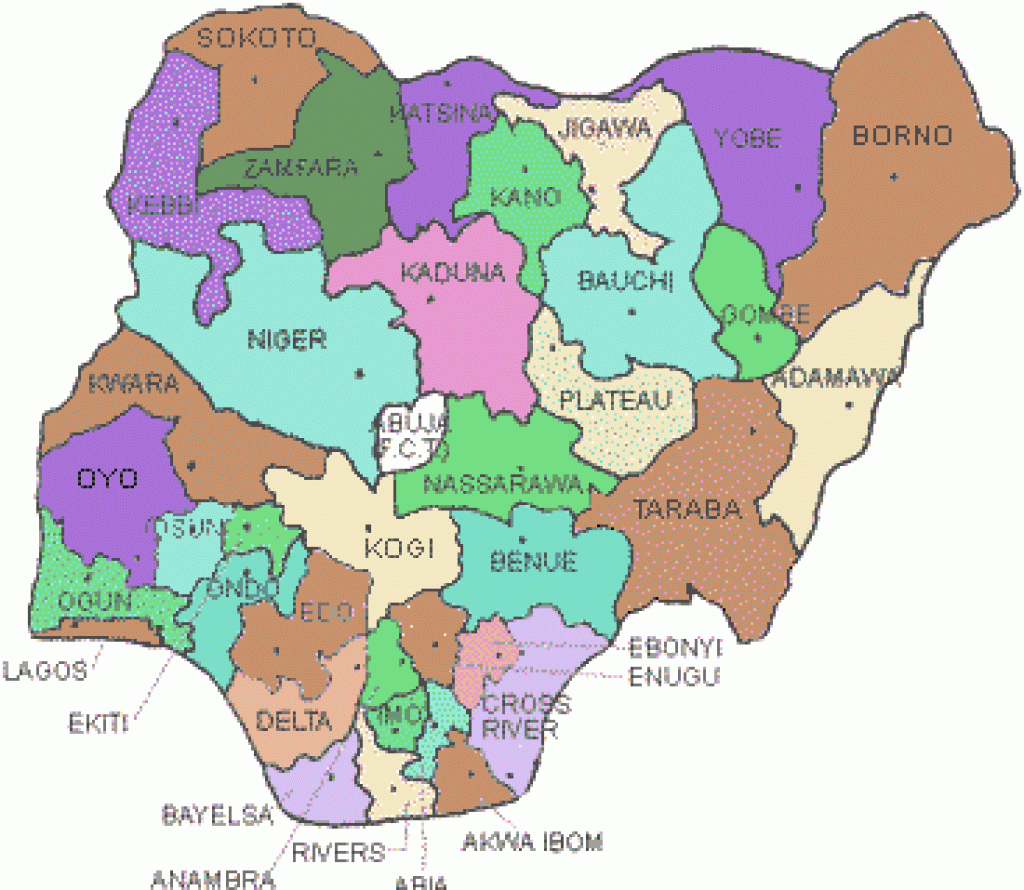 A Map Of Nigeria Showing States in Map Of Nigeria With States