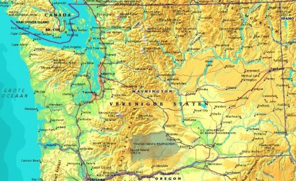 A Physical Map Of Washington And Travel Information | Download Free with Physical Map Of Washington State