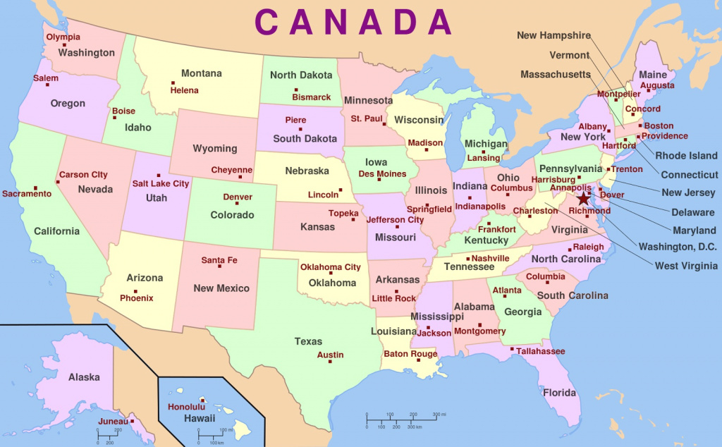 Administrative Maps Of The Usa | Whatsanswer intended for A Big Map Of The United States With Capitals