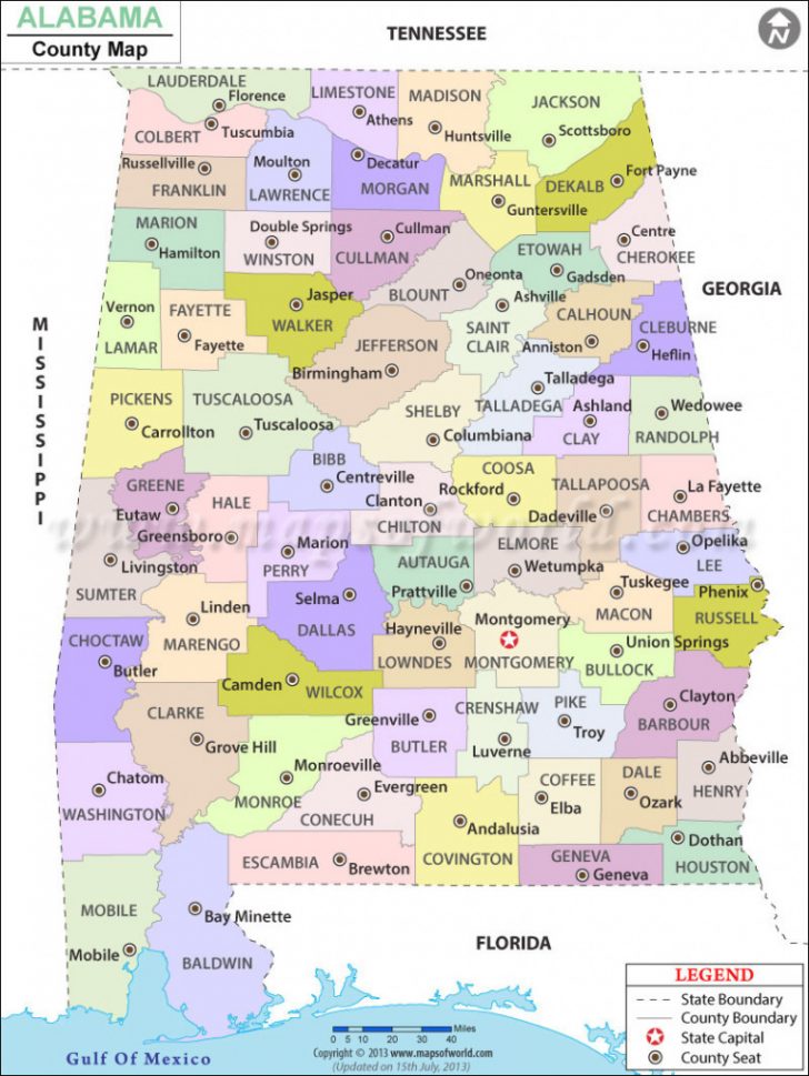 Alabama State Map Printable