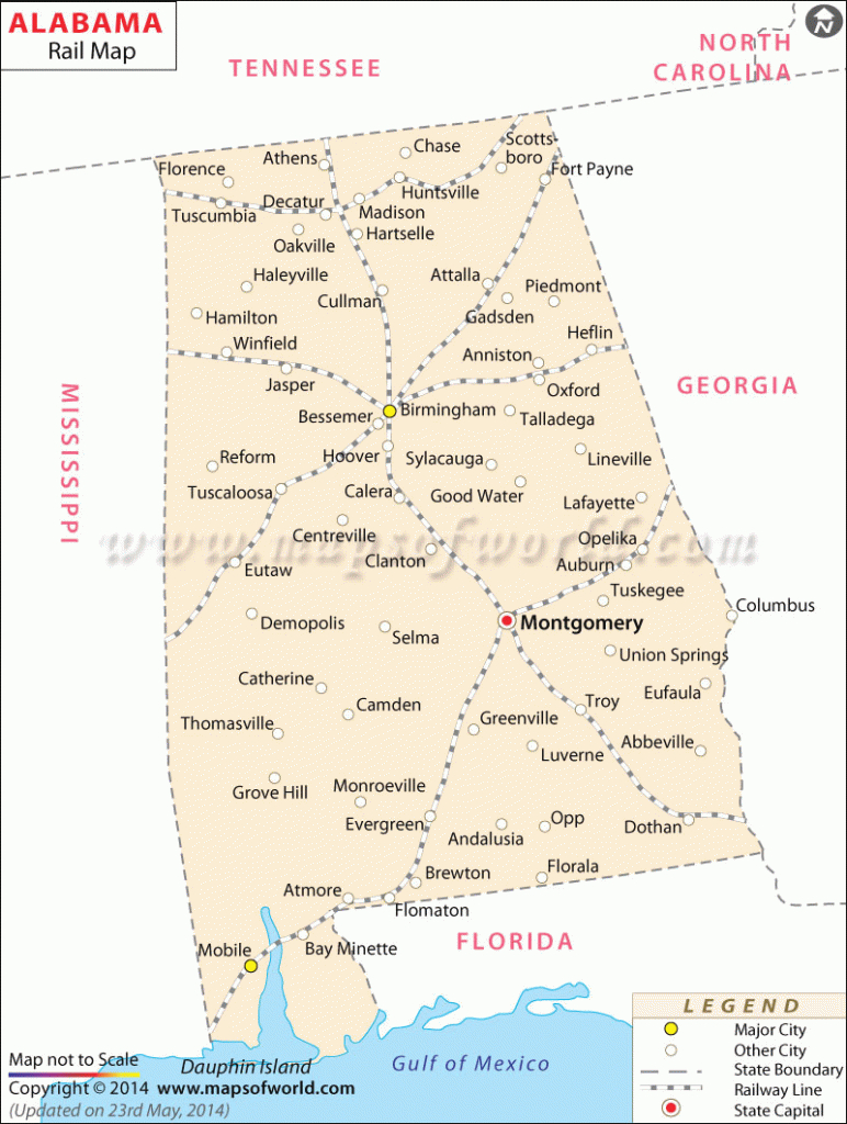 Alabama Rail Map / Alabama Train Routes Map for Alabama State Railroad Map