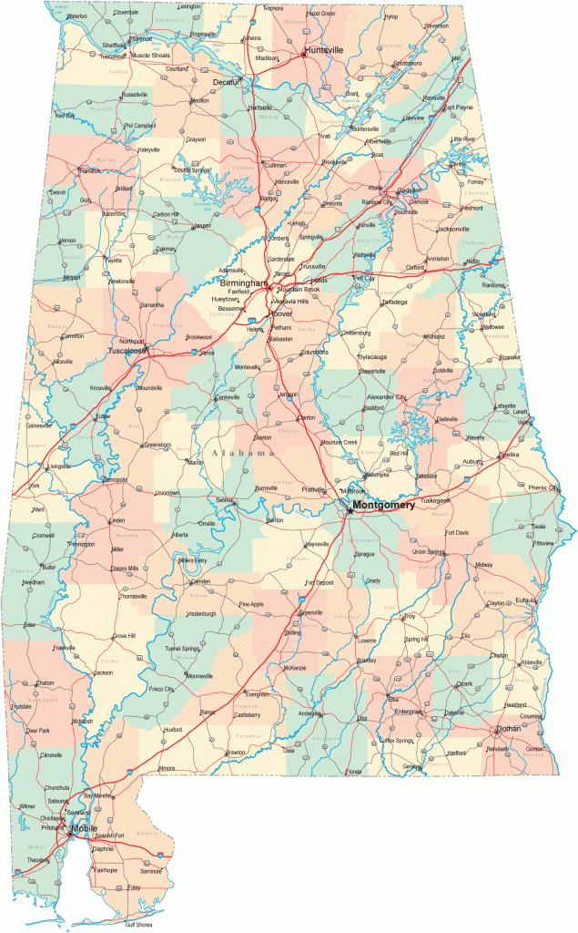 Alabama Road Map - Al Road Map - Alabama Highway Map throughout Alabama State Map Printable