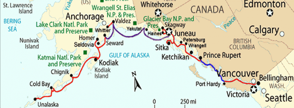 Alaska Marine Ferry Route Map &amp;amp; Booking inside Washington State Ferries Map