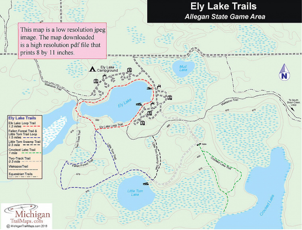 Allegan Sga: Ely Lake Trails with Allegan State Game Area Trail Map