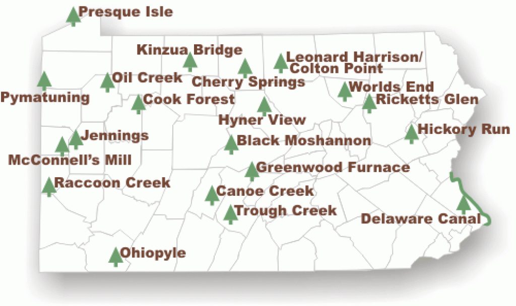 Alphabetically Listing Of All Of The Pa State Parks This Map Of in