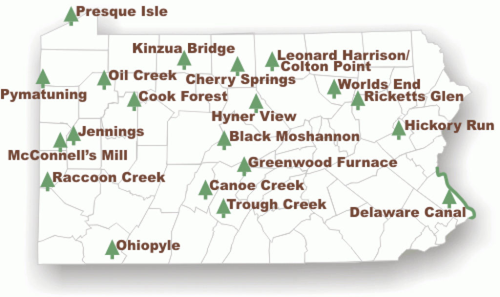 Alphabetically Listing Of All Of The Pa State Parks This Map Of in Pennsylvania State Parks Camping Map