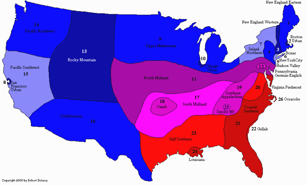 American Dialects : Dialect Map Of American English regarding United States Accent Map