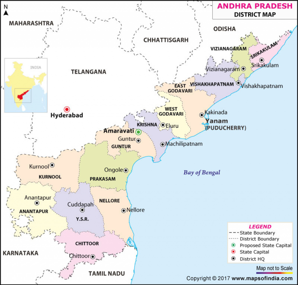 Andhra Pradesh District Map with regard to Andhra Pradesh State Capital Map