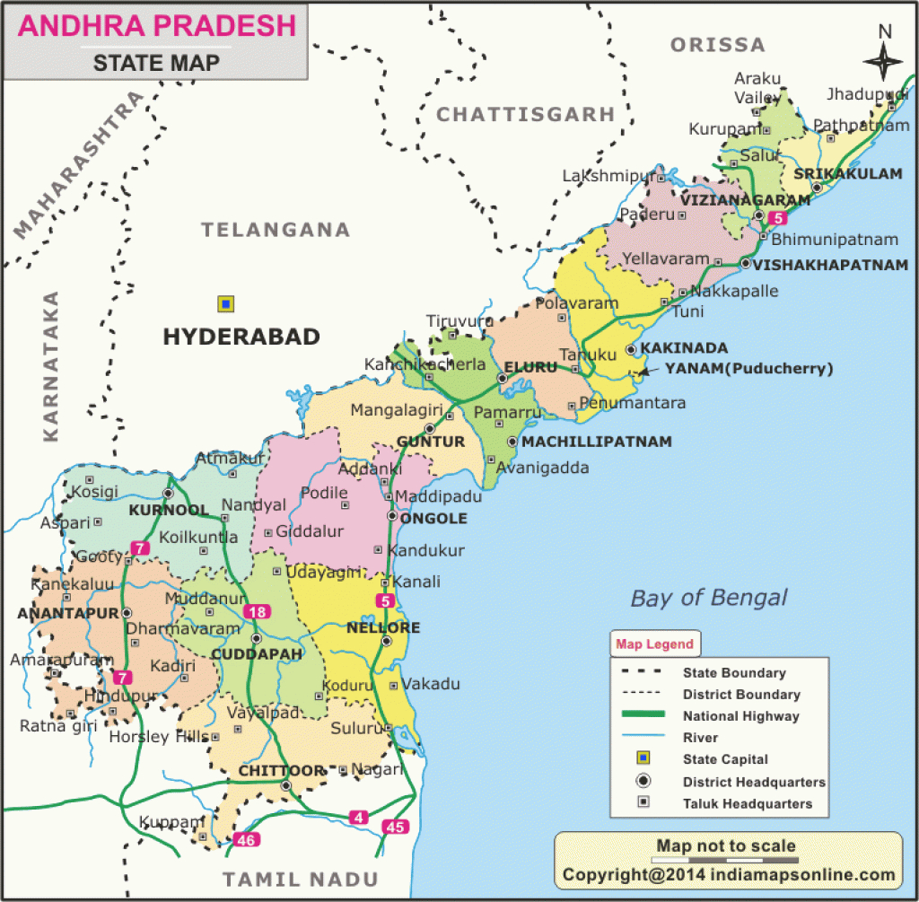 Andhra Pradesh Map | Andhra Pradesh State Map inside Andhra Pradesh State Capital Map