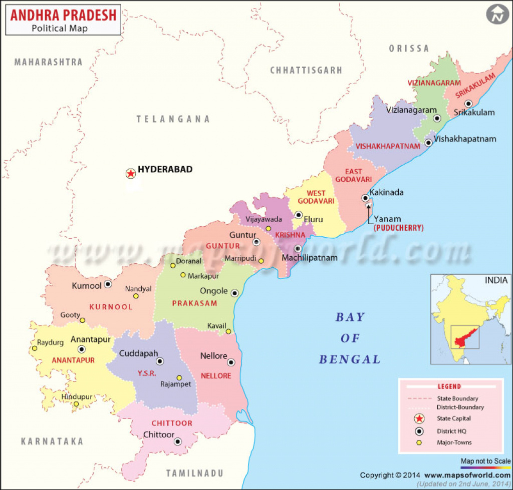 Andhra Pradesh Map, Districts In Andhra Pradesh within Andhra Pradesh State Capital Map