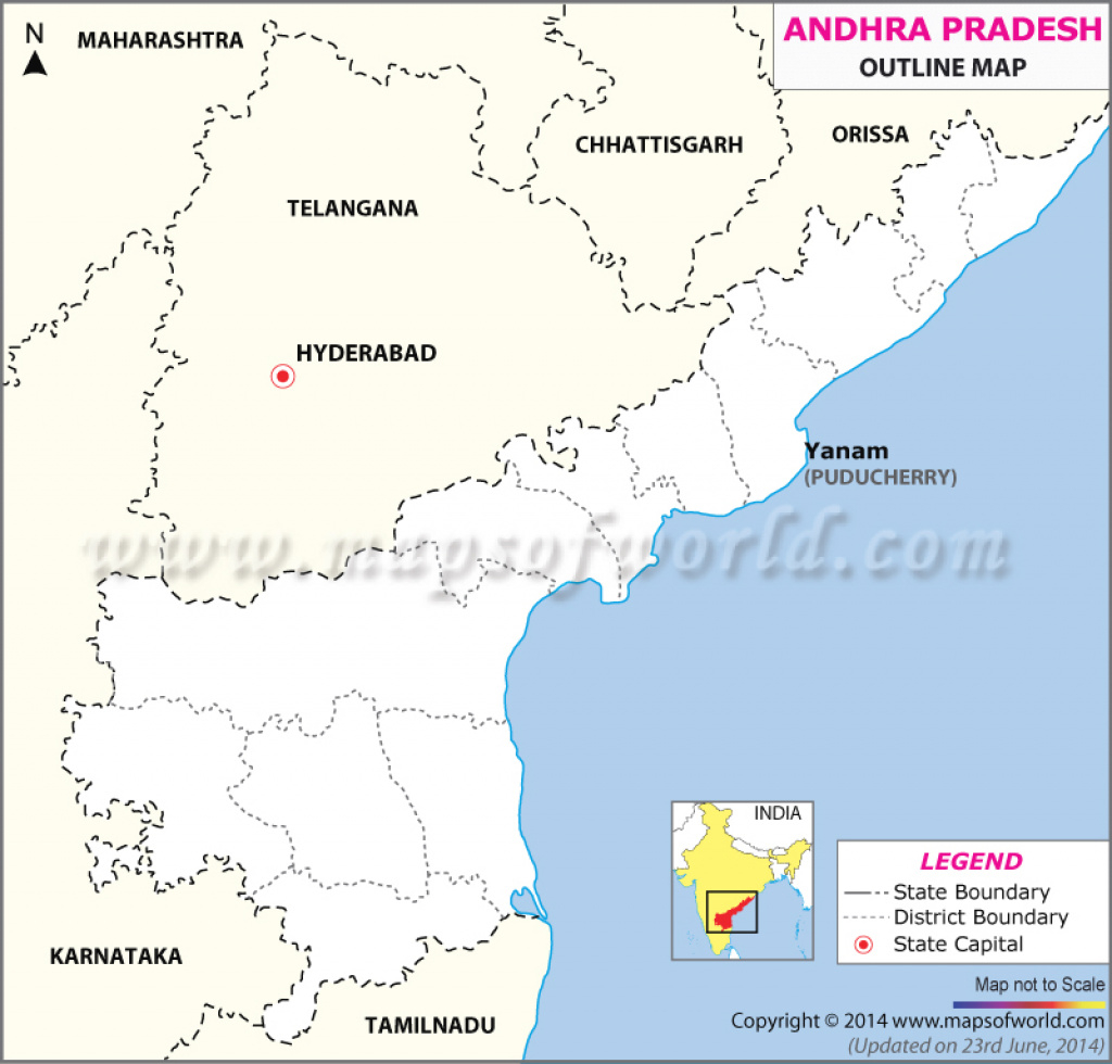 Andhra Pradesh Outline Map with regard to Andhra Pradesh State Capital Map