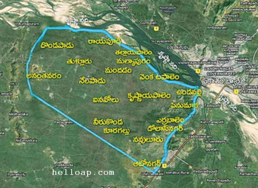 Ap New Capital City Map And Border Villages – Hello Ap And Telangana pertaining to Andhra Pradesh State Capital Map