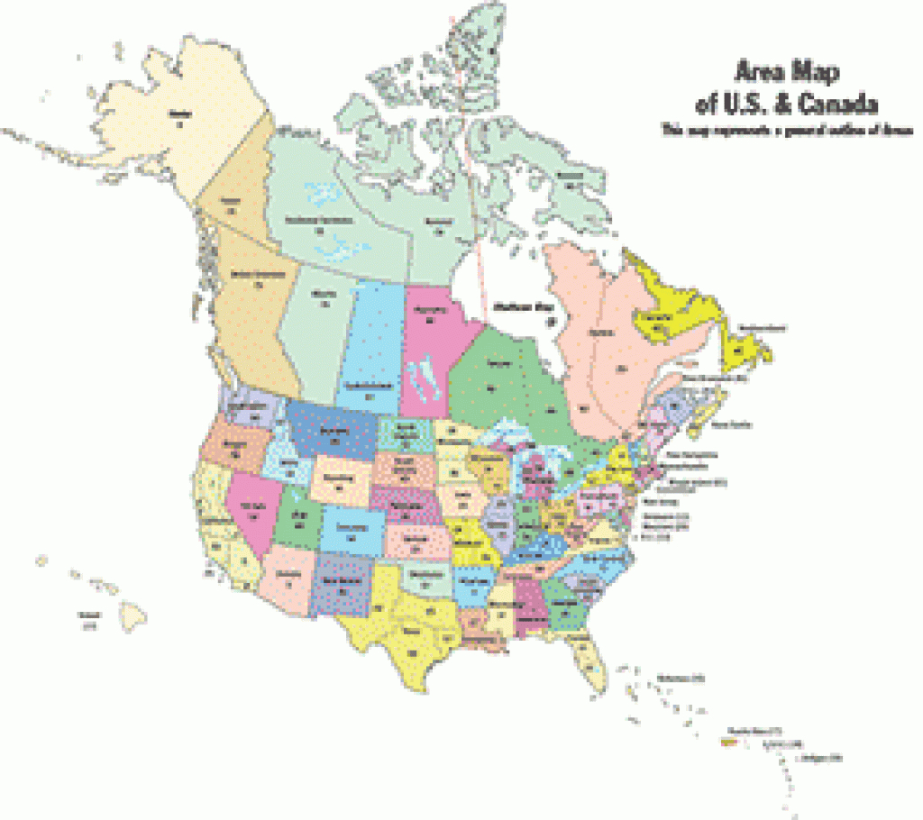 Area Map Of U.s. &amp;amp; Canada for United States Canada Map