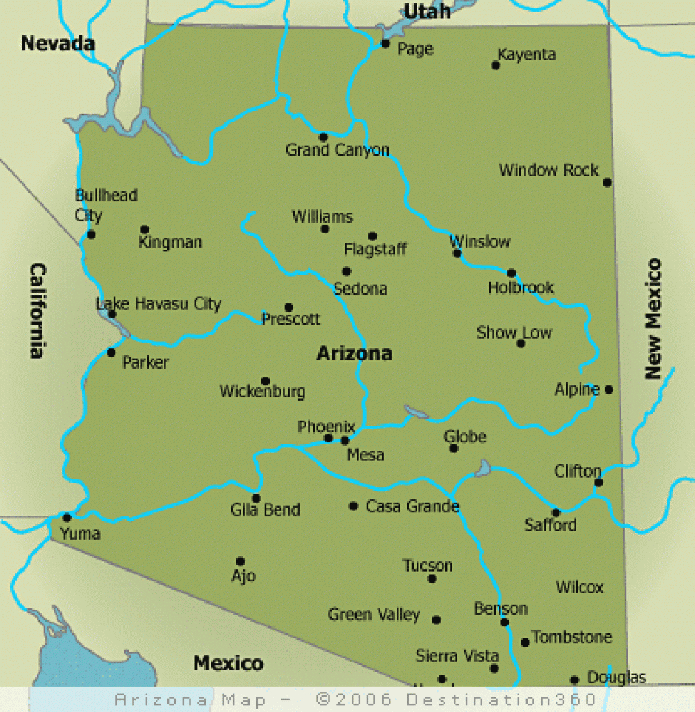Arizona Map - Arizona State Map throughout Arizona State Map With Major Cities