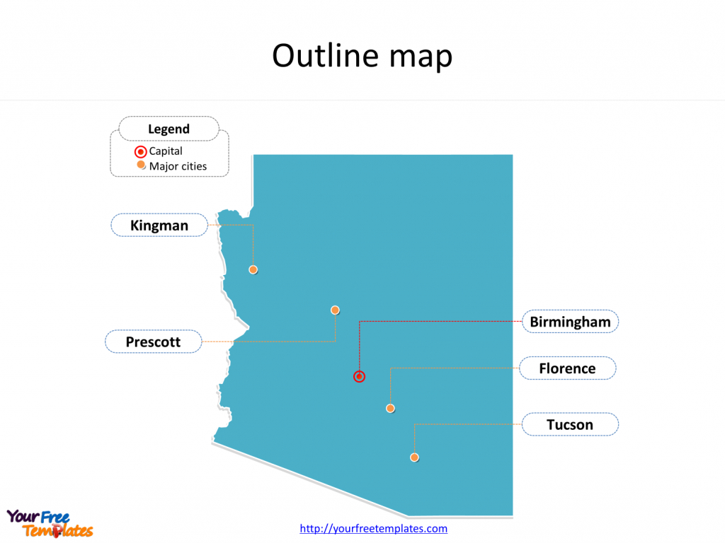 Arizona Map Powerpoint Templates - Free Powerpoint Templates for Arizona State Map With Major Cities