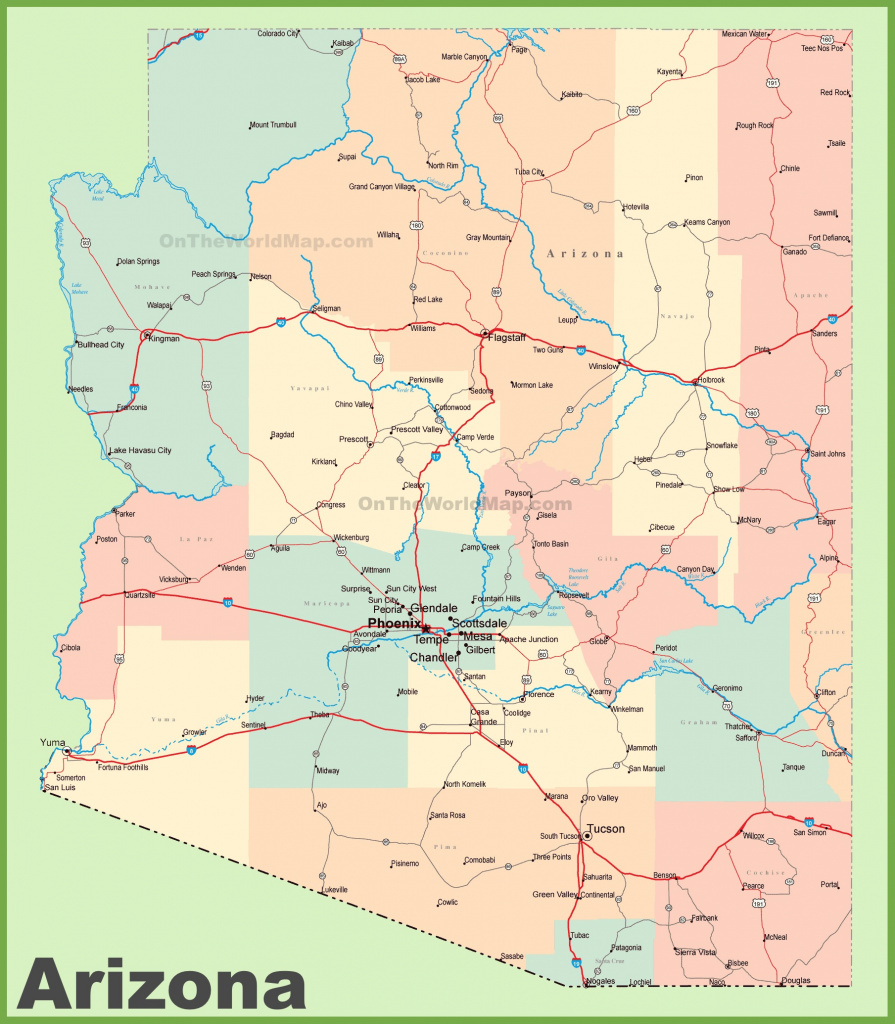 Arizona Road Map With Cities And Towns with regard to State Map With Cities