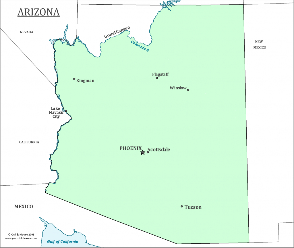 Arizona State Map - Map Of Arizona And Information About The State throughout Arizona State Map With Major Cities