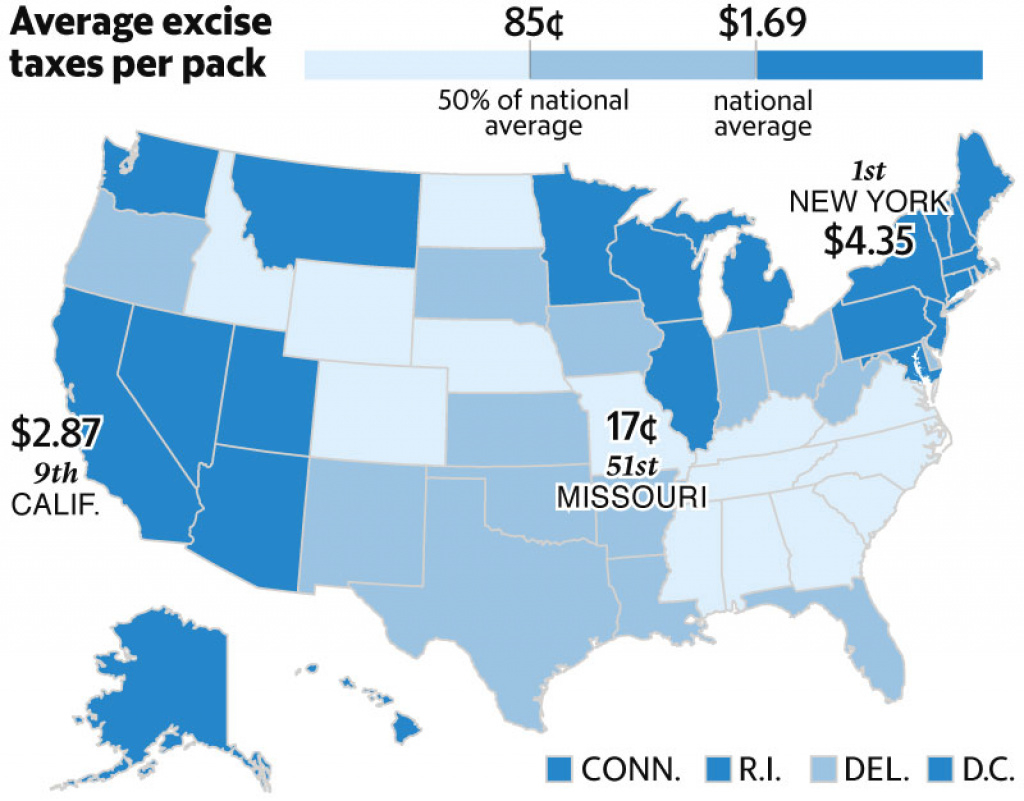As California Ups Cigarette Tax To $2 A Pack, Health Officials Hope inside Cigarette Prices By State Map