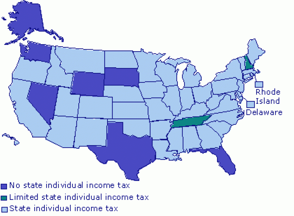 Basic Information About Which States Have Major Taxes And States pertaining to States With No Income Tax Map