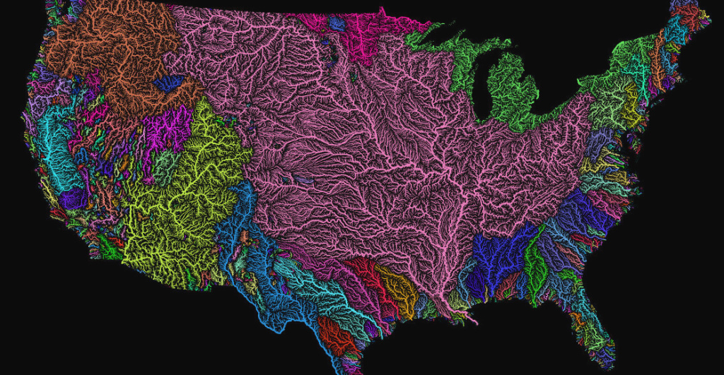Beautiful Maps Of The World&amp;#039;s Watersheds regarding Watershed Map Of The United States