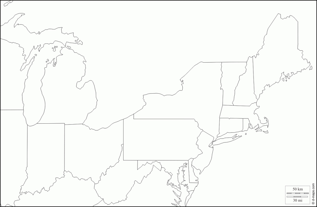 Blank Map Of Northeast Us And Travel Information | Download Free for Outline Map Northeast States