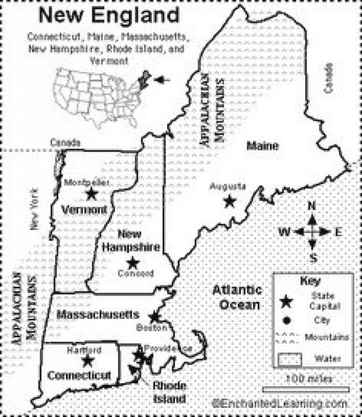 Map Of New England States And Their Capitals