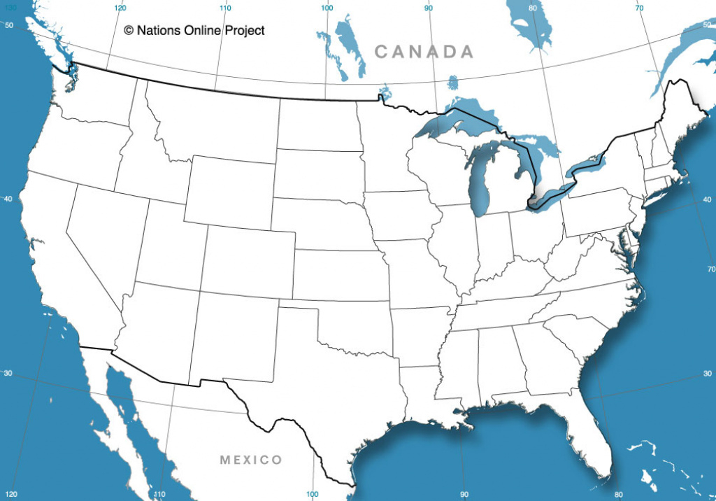 Blank Map Of The United States - Nations Online Project with A Blank Map Of The United States