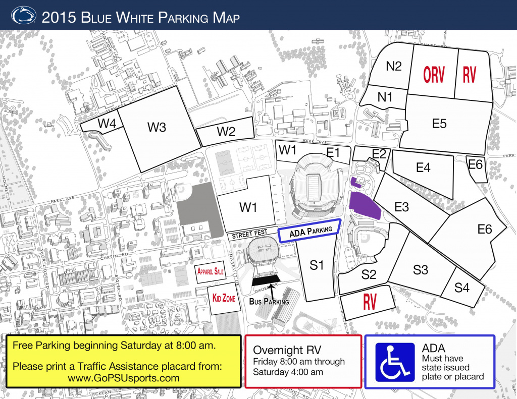 Blue-White Parking Info : Steve Jones Show in Penn State Parking Lot Map