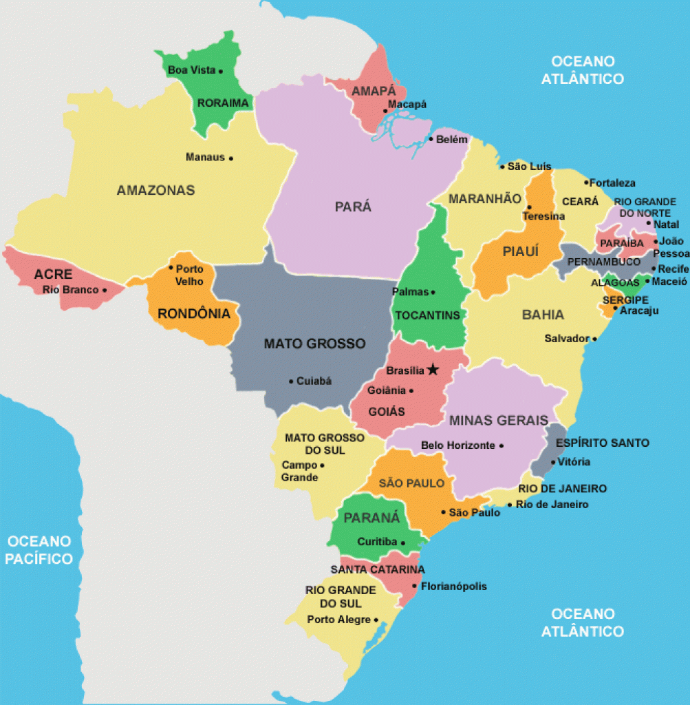 Brazil State Map And Travel Information | Download Free Brazil State Map within Map Of Brazil States And Cities