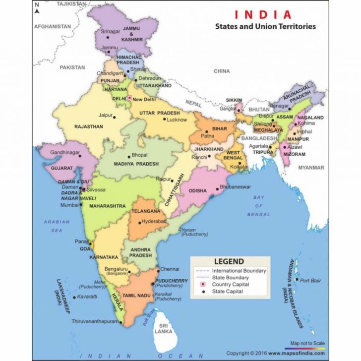 Buy India Political Map State And Capital In Vinyl Material For ...