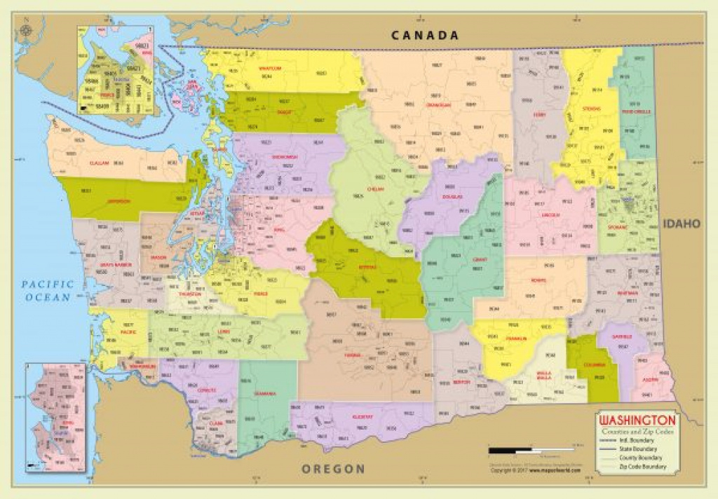 Buy Washington Zip Code Map With Counties in Washington State Zip Code Map