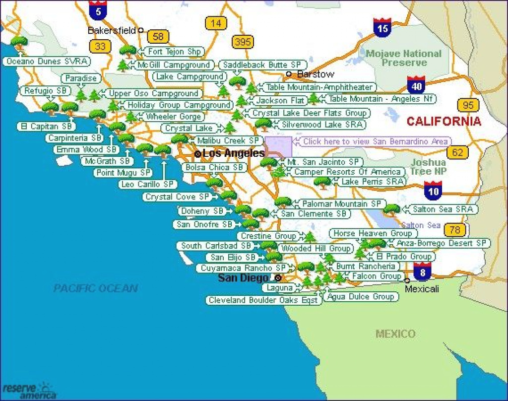 California Campsites, California National Parks, California State in California State Parks Camping Map