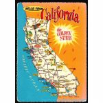 California Map Postcard   Hello From The Golden State $1 Box With Golden State Map Location