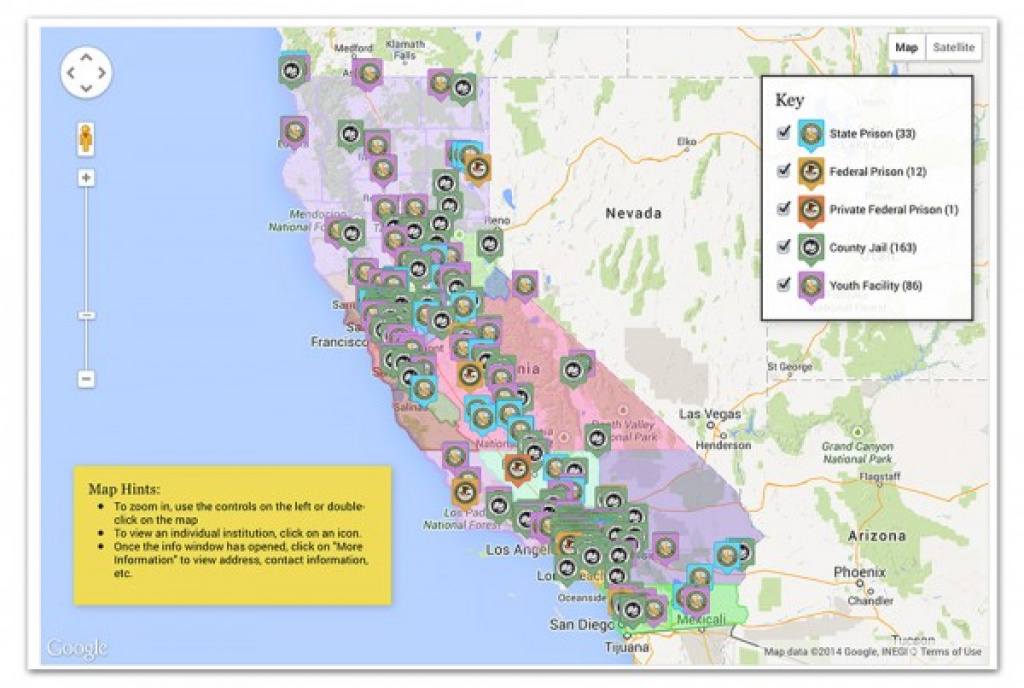 California Prisons, Jails And Youth Facilities, All On One Map in California State Prisons Map
