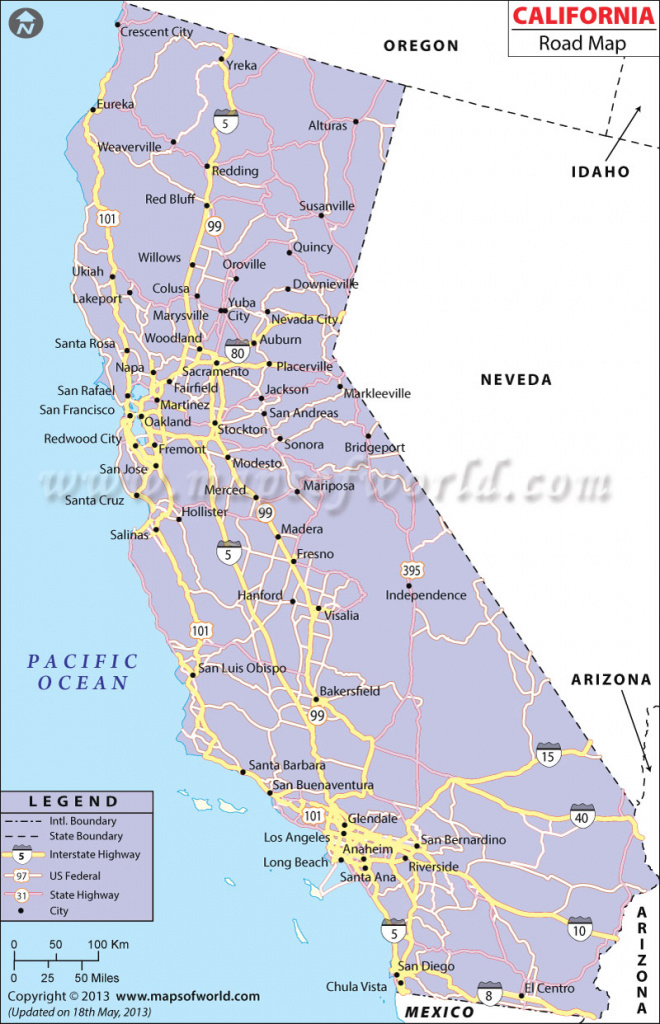 California Road Map, California Highway Map throughout California Map With States