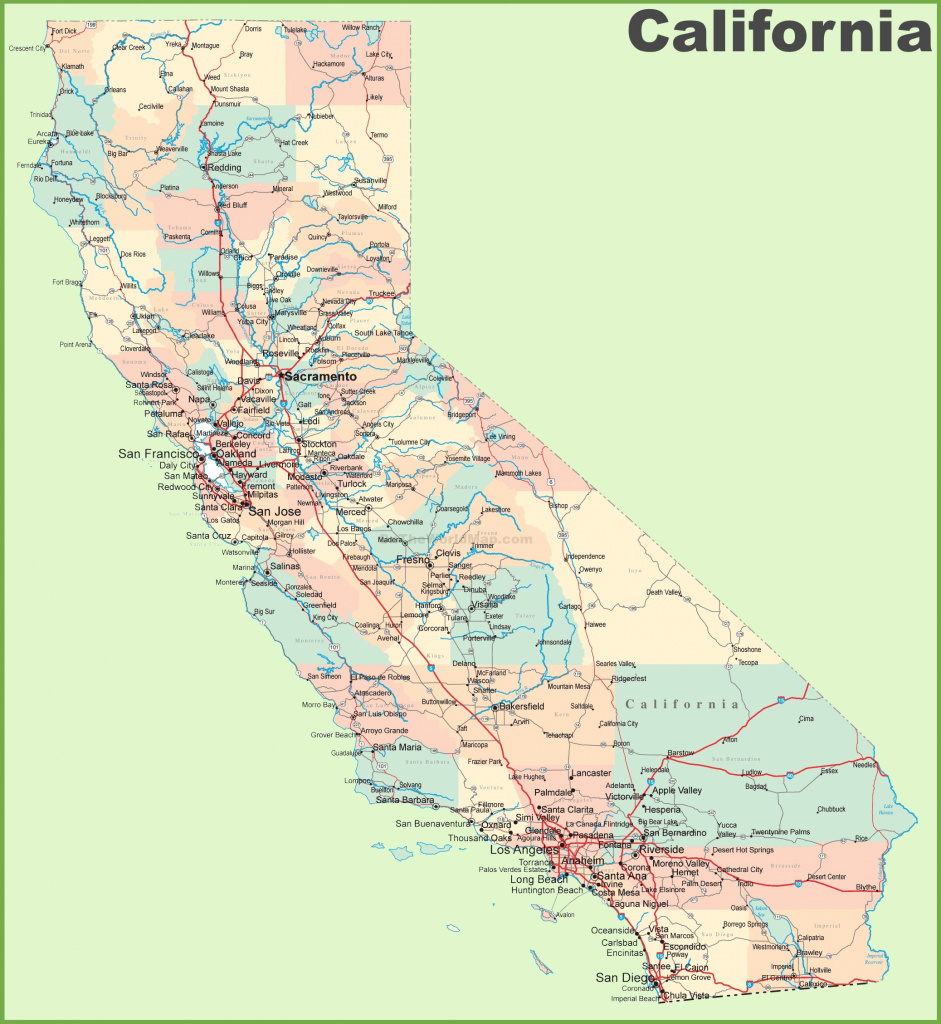 California Road Map with California State Map By City