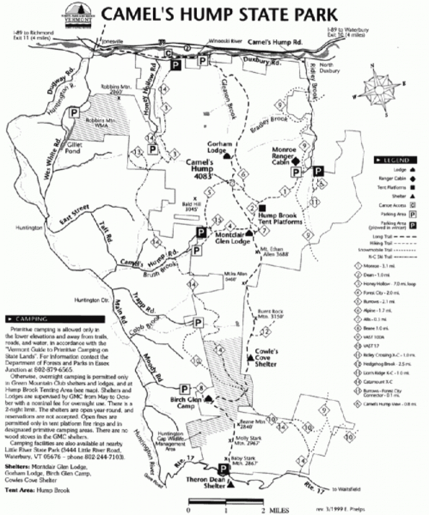 Camels Hump State Park Map • Mappery throughout Vt State Park Map
