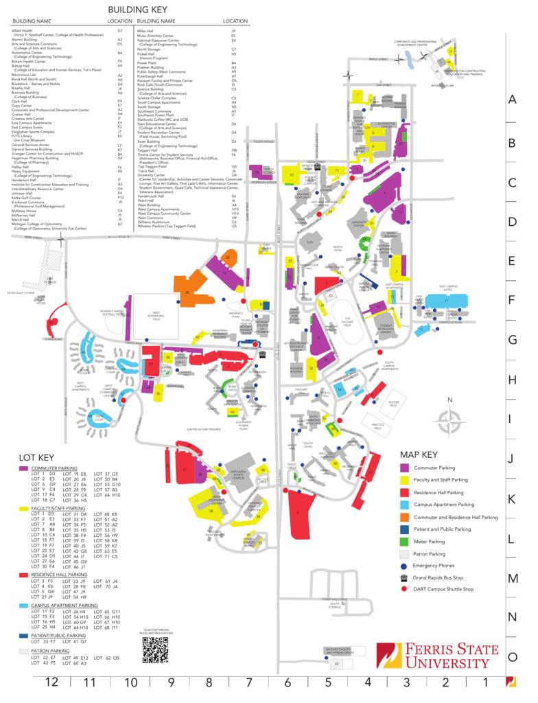 Campus Map - Ferris State University regarding Ferris State University Campus Map