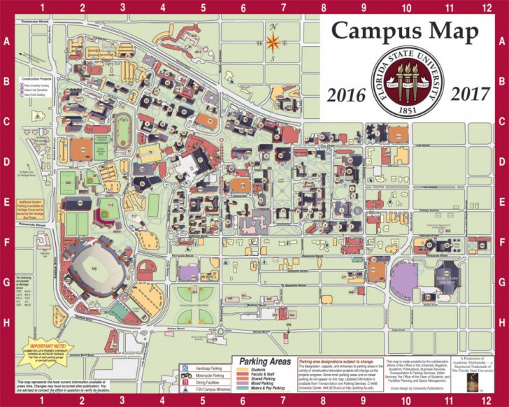 Campus Map Fsu Online Visitors Guide In Florida State Parking Map 728x582 