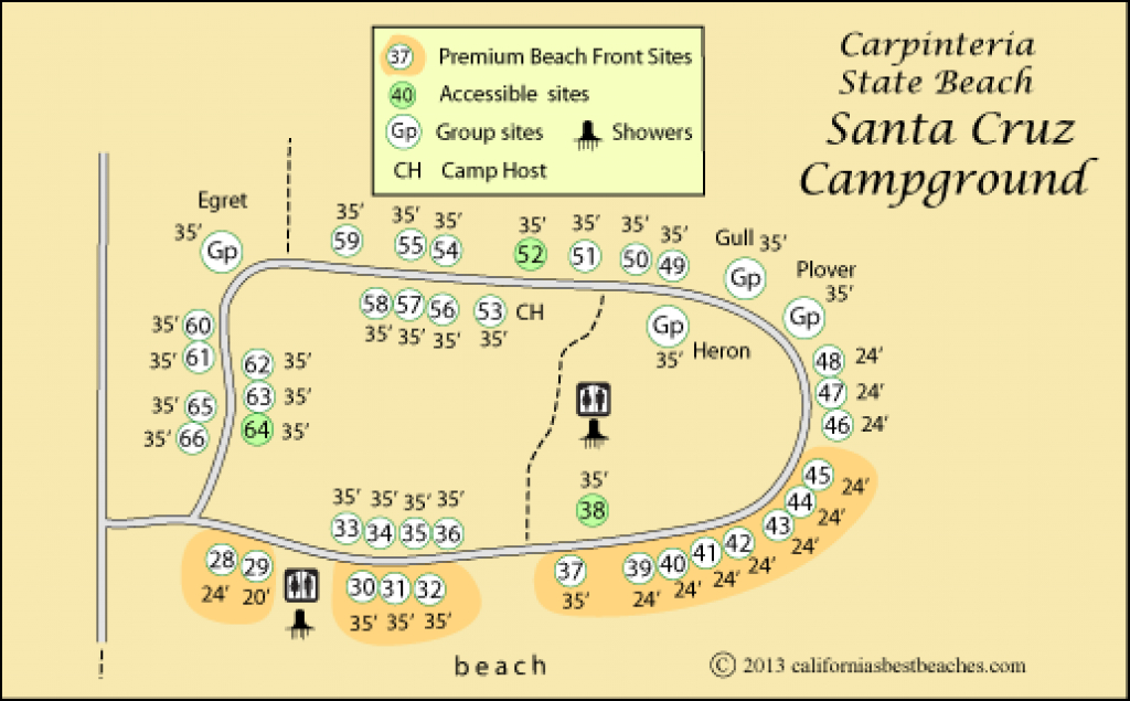 Carpinteria State Beach Camping regarding Carpinteria State Beach Campground Map