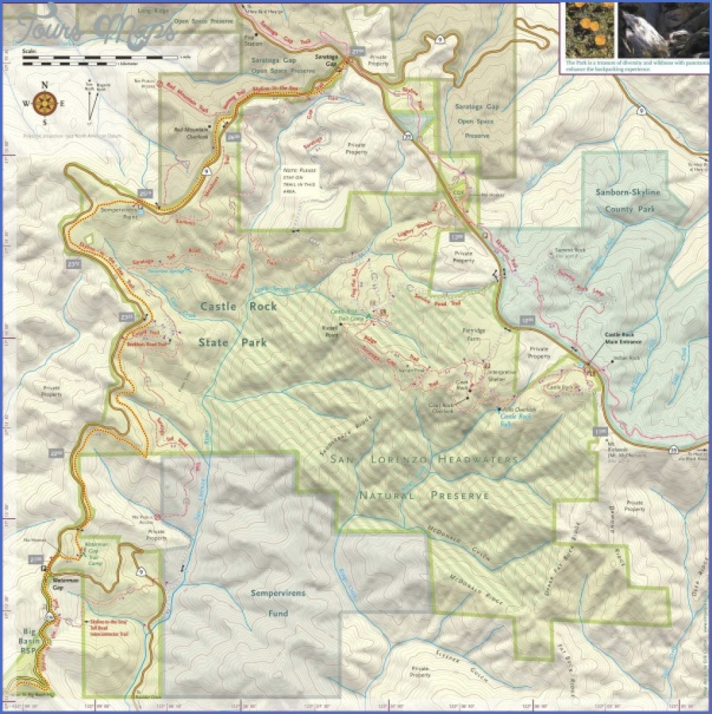 Castle Rock State Park Map California | Toursmaps ® intended for Castle Rock State Park Map
